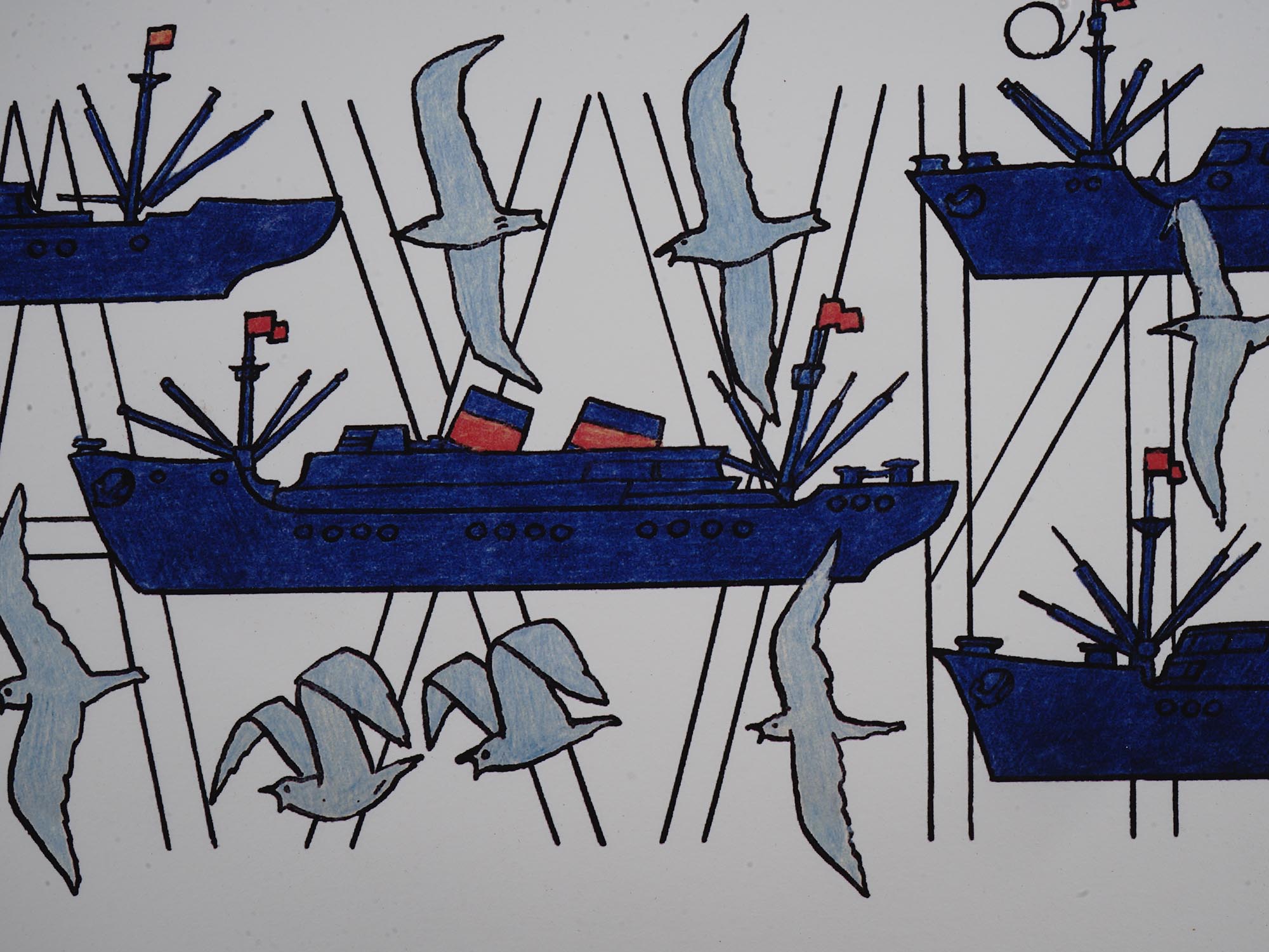 RUSSIAN COLORED LITHOGRAPH SHIPS BY ILYA KABAKOV PIC-4